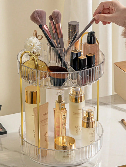 RAINWHISPER Makeup Brush Storage Box Pen Holder 360 Degree Rotating Desktop Storage Barrel High-End Light Luxury Skin Care Products Desktop Storage Desktop Perfume Skin Care Products Makeup Brush Stor