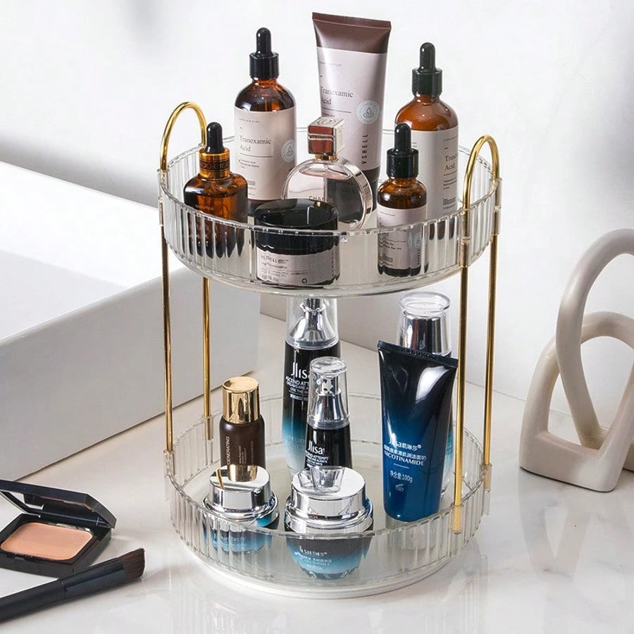 RAINWHISPER Makeup Brush Storage Box Pen Holder 360 Degree Rotating Desktop Storage Barrel High-End Light Luxury Skin Care Products Desktop Storage Desktop Perfume Skin Care Products Makeup Brush Stor