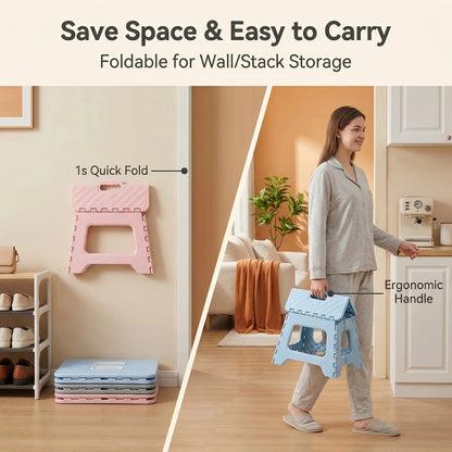 RAINWHISPER One Folding Step Stool, 310 Lbs Capacity, Suitable For Kitchens, Bathrooms, And Outdoor Spaces. Portable Folding Step Stool – Non-Slip Surface, Easy To Fold And Carry, Sturdy (PP) Polyprop