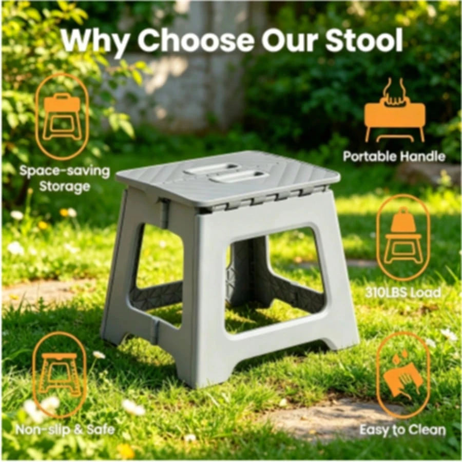 RAINWHISPER One Folding Step Stool, 310 Lbs Capacity, Suitable For Kitchens, Bathrooms, And Outdoor Spaces. Portable Folding Step Stool – Non-Slip Surface, Easy To Fold And Carry, Sturdy (PP) Polyprop