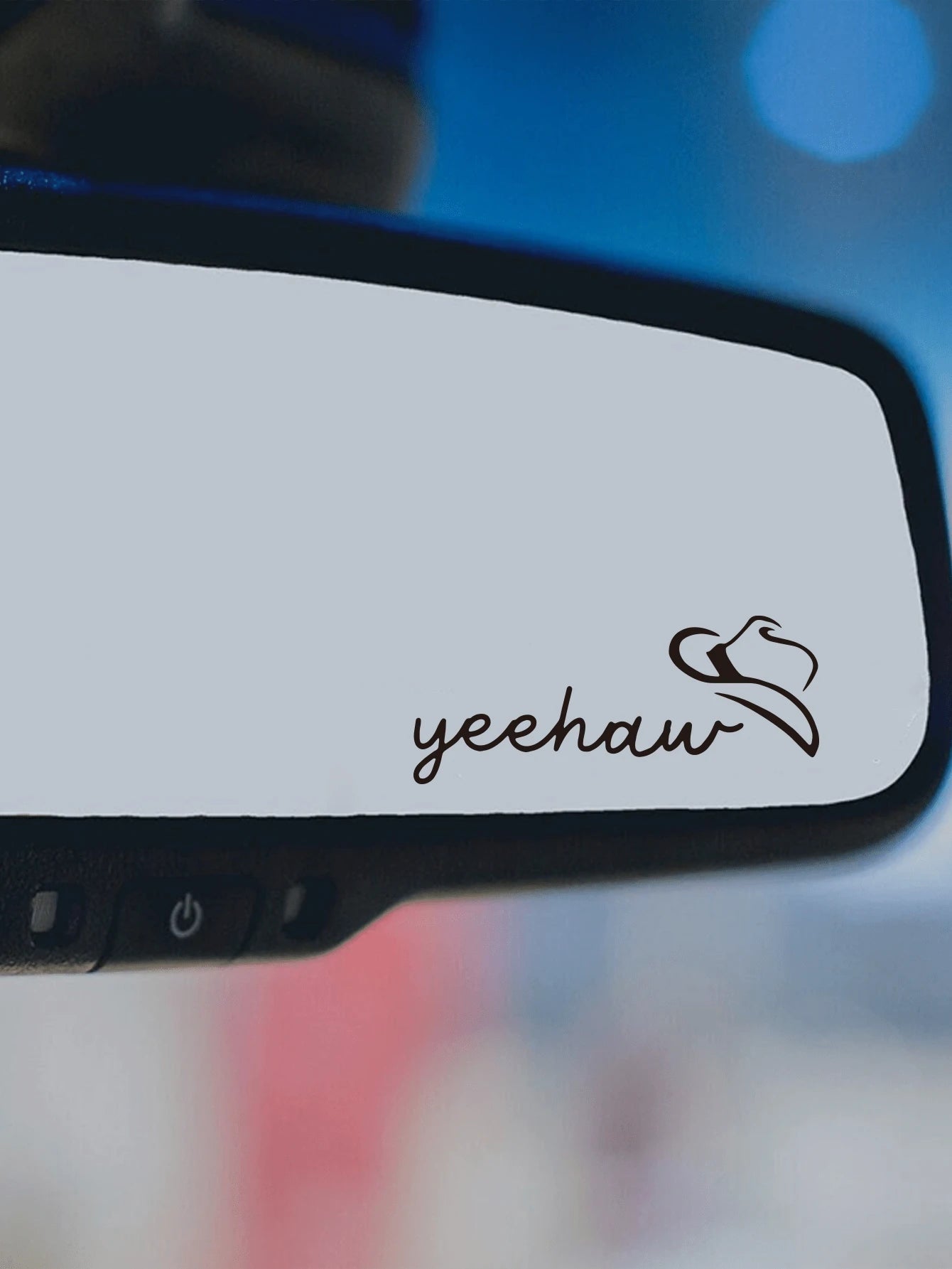 RandySticker Yeehaw Cowboy Hat Rearview Mirror Decal, Western Country Car Mirror Sticker