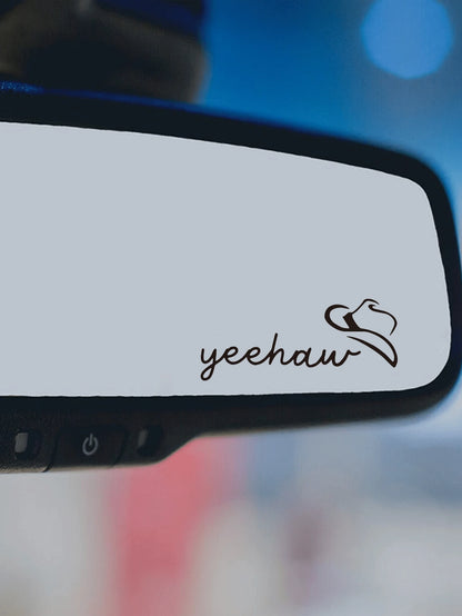 RandySticker Yeehaw Cowboy Hat Rearview Mirror Decal, Western Country Car Mirror Sticker