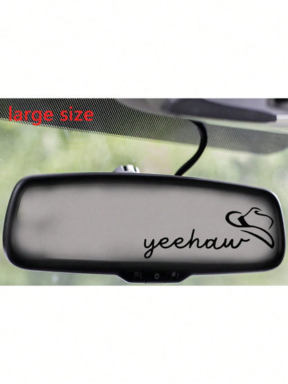 RandySticker Yeehaw Cowboy Hat Rearview Mirror Decal, Western Country Car Mirror Sticker