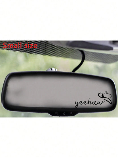 RandySticker Yeehaw Cowboy Hat Rearview Mirror Decal, Western Country Car Mirror Sticker