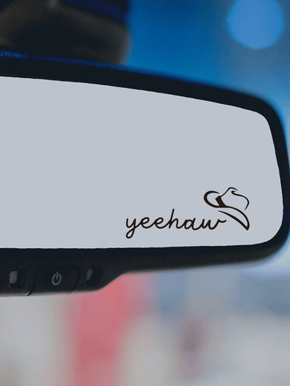 RandySticker Yeehaw Cowboy Hat Rearview Mirror Decal, Western Country Car Mirror Sticker