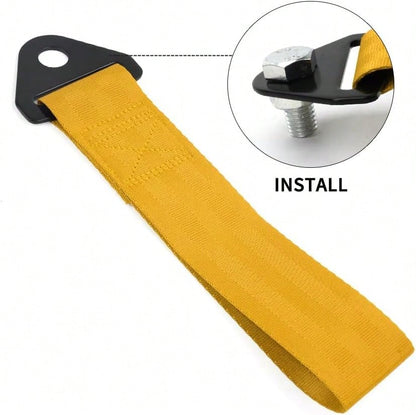 RASTP Racing Tow Strap, Car Modification Sports Trailer Belt Fit For Front Or Rear Front Bumper Decorative (Gold)