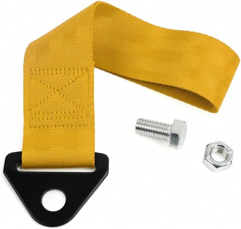 RASTP Racing Tow Strap, Car Modification Sports Trailer Belt Fit For Front Or Rear Front Bumper Decorative (Gold)