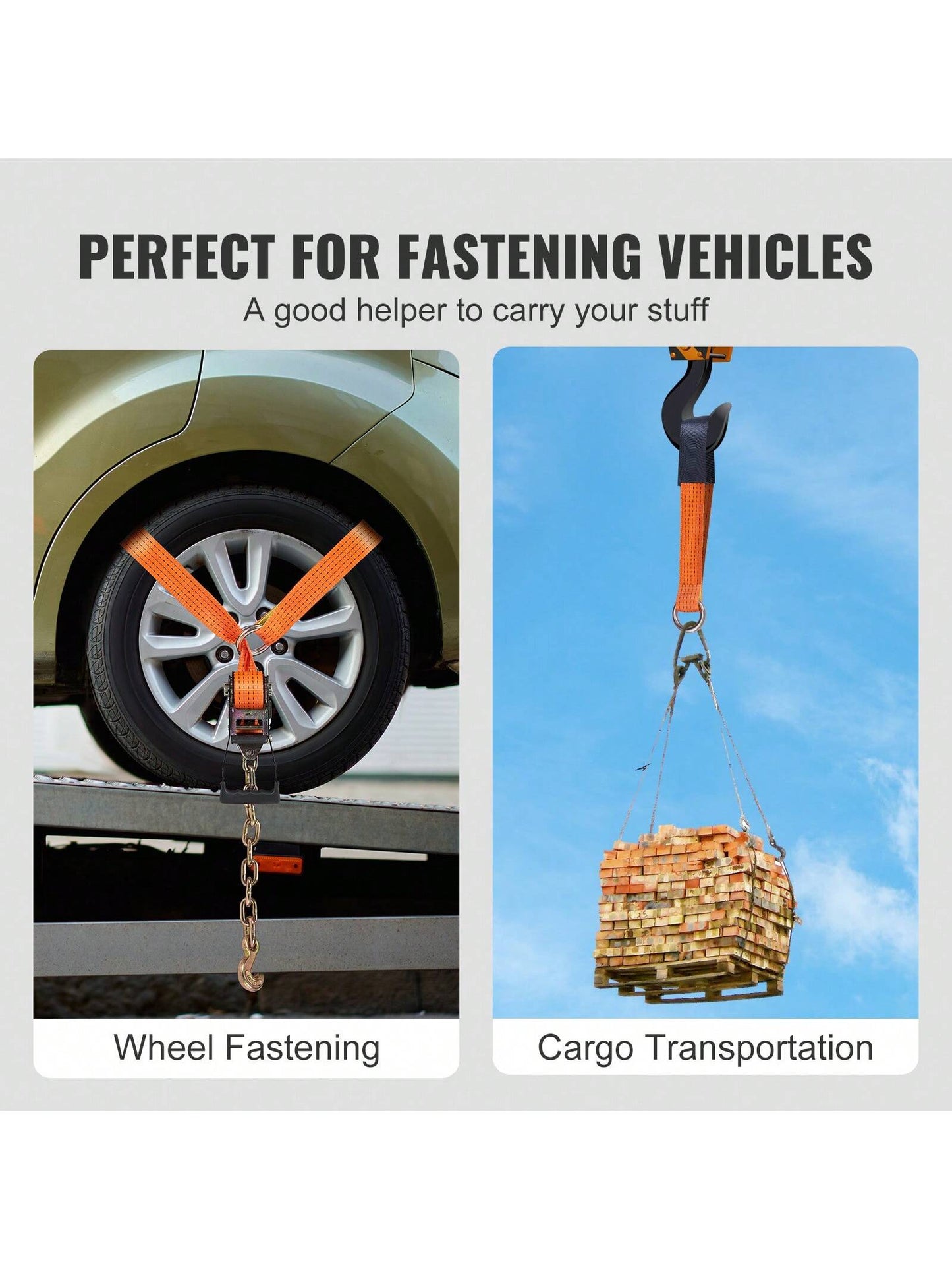 Ratchet Tie Down Straps Or Wheel Chock Tie Down Kit Or Car Tie Down With Chain Anchors, 2" X 120" Or 2" X 96" Tire Straps, 5512 Or 5865 LBS Working Load, 11023 LBS Breaking Strength, Car Tie Down Str