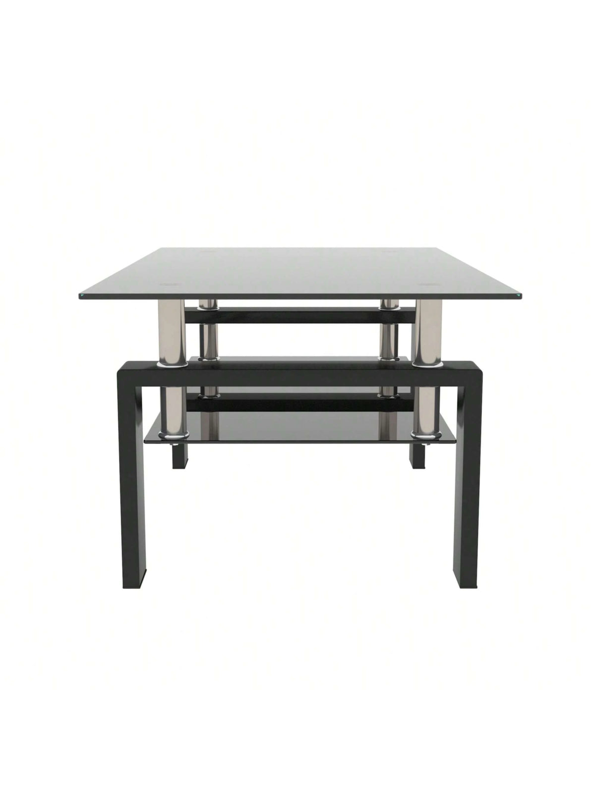 Rectangle Black Glass Coffee Table, Black Legs Modern Home Furniture Side Center Tables For Living Room