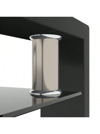 Rectangle Black Glass Coffee Table, Black Legs Modern Home Furniture Side Center Tables For Living Room