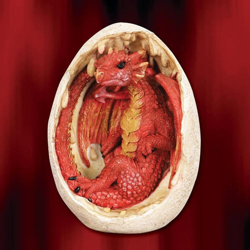 Red Dragon Hatchling and Egg Statue