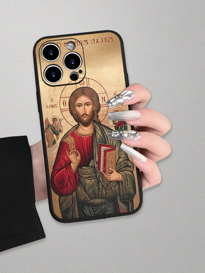 Religious Icon Design Theme Luxury Shockproof Aesthetic Cute Phone Case,Lens Protrusion Protection, Compatible With For IPhone 17/17Pro/17Pro Max, 16,15,14, 13, 12, 11 Plus/Pro Max And More, Gift For