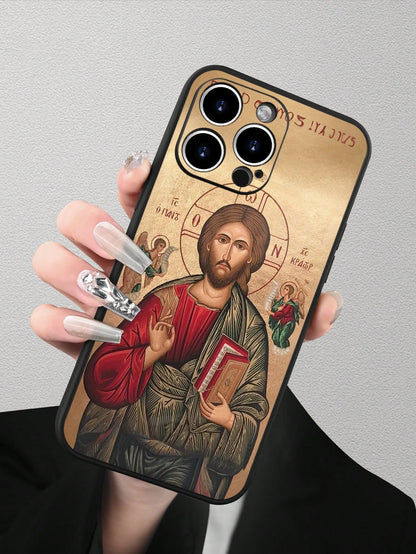 Religious Icon Design Theme Luxury Shockproof Aesthetic Cute Phone Case,Lens Protrusion Protection, Compatible With For IPhone 17/17Pro/17Pro Max, 16,15,14, 13, 12, 11 Plus/Pro Max And More, Gift For