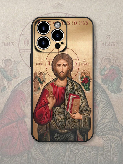 Religious Icon Design Theme Luxury Shockproof Aesthetic Cute Phone Case,Lens Protrusion Protection, Compatible With For IPhone 17/17Pro/17Pro Max, 16,15,14, 13, 12, 11 Plus/Pro Max And More, Gift For