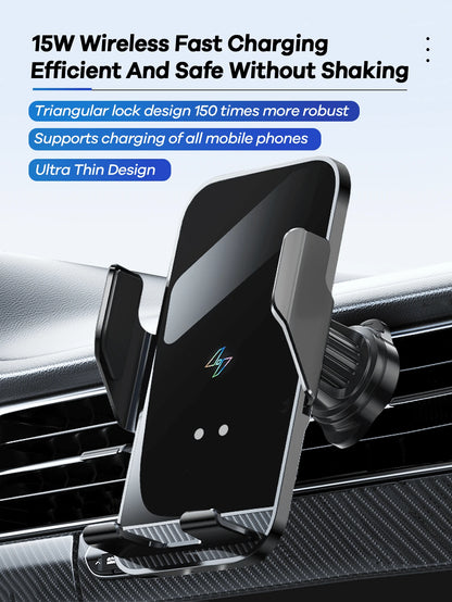 REMAX 15W Car Wireless Fast Charger; Auto-Clamping; 360° Free Rotation;Firm And Anti-Shake; Center Console Phone Holder; Universal Navigation Bracket; Compatible With IPhone/Android;Car Accessories; C