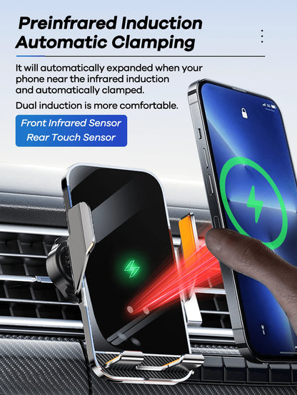 REMAX 15W Car Wireless Fast Charger; Auto-Clamping; 360° Free Rotation;Firm And Anti-Shake; Center Console Phone Holder; Universal Navigation Bracket; Compatible With IPhone/Android;Car Accessories; C