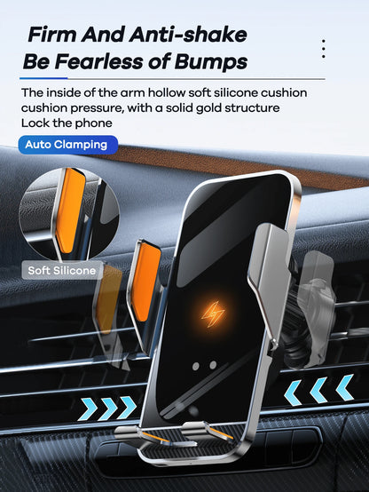 REMAX 15W Car Wireless Fast Charger; Auto-Clamping; 360° Free Rotation;Firm And Anti-Shake; Center Console Phone Holder; Universal Navigation Bracket; Compatible With IPhone/Android;Car Accessories; C