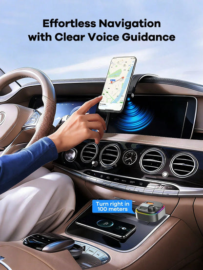 REMAX 3-Port Fast Charging Bluetooth Car Charger With RGB Ambient Light; USB-C Port; Built-In Microphone For Music/Call/Navigation; Bluetooth 5.3 With Auto Reconnect; Bluetooth & USB Dual-Mode Playbac