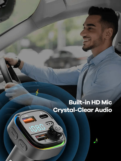 REMAX 3-Port Fast Charging Bluetooth Car Charger With RGB Ambient Light; USB-C Port; Built-In Microphone For Music/Call/Navigation; Bluetooth 5.3 With Auto Reconnect; Bluetooth & USB Dual-Mode Playbac