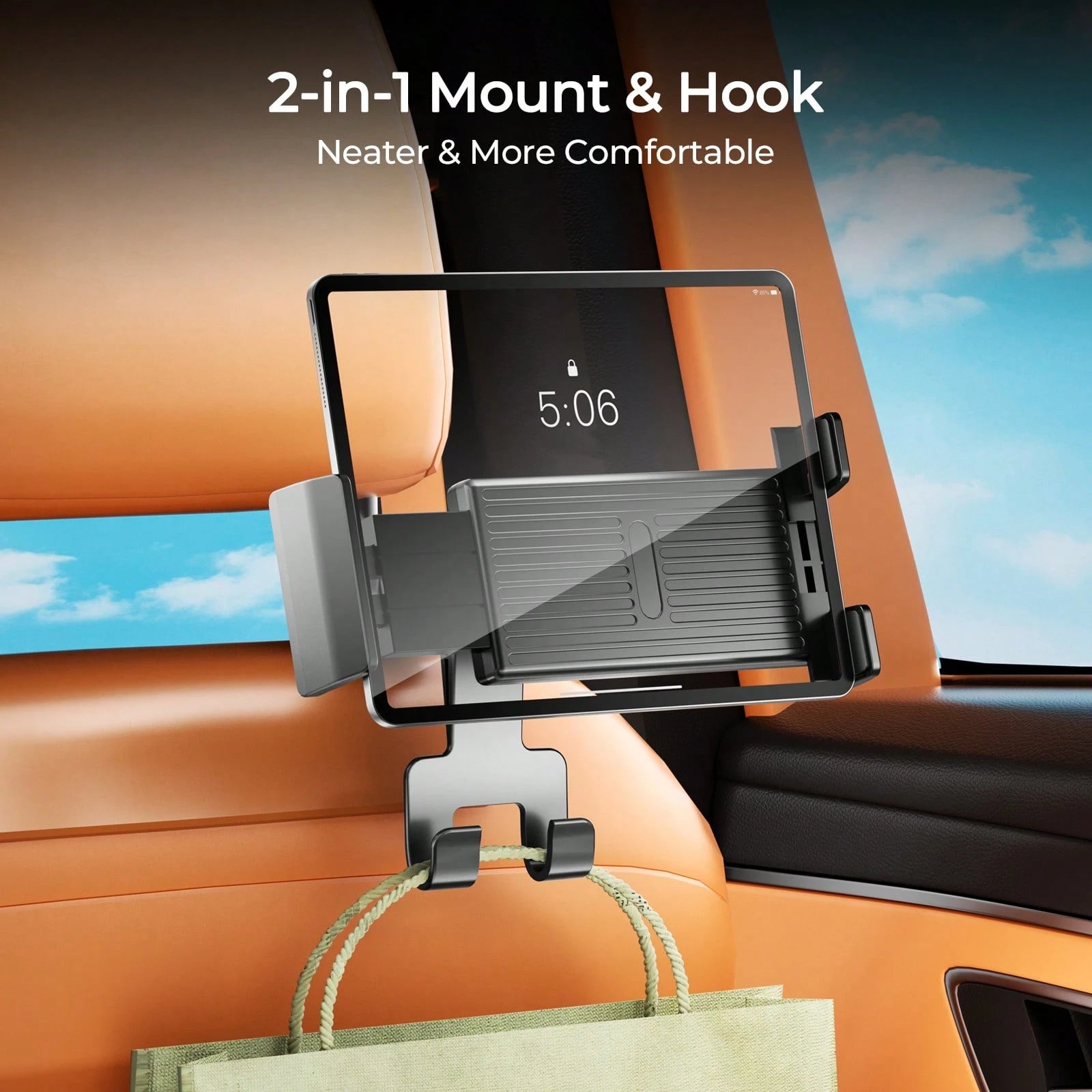 REMAX Universal Car Phone/Tablet Holder With Dual Hooks, Screw Lock For Stable Use, 360° Adjustable, Easy Installation, Car Accessories, Car Essentials