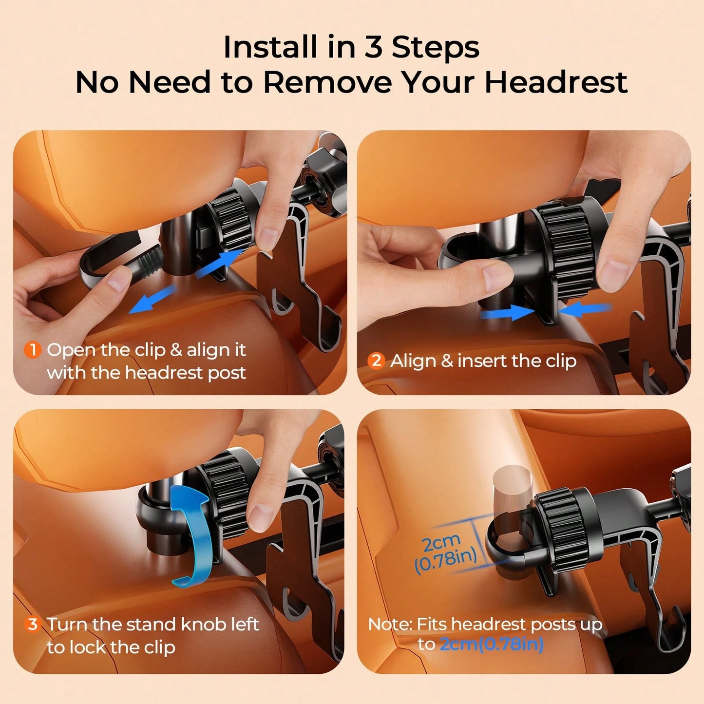 REMAX Universal Car Phone/Tablet Holder With Dual Hooks, Screw Lock For Stable Use, 360° Adjustable, Easy Installation, Car Accessories, Car Essentials