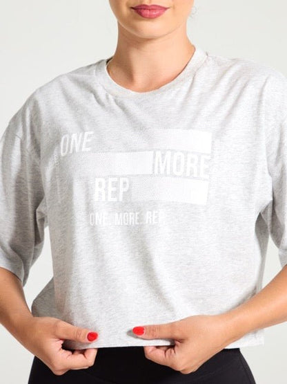 Rep Crop Tee - Heather Grey