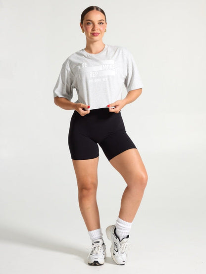Rep Crop Tee - Heather Grey