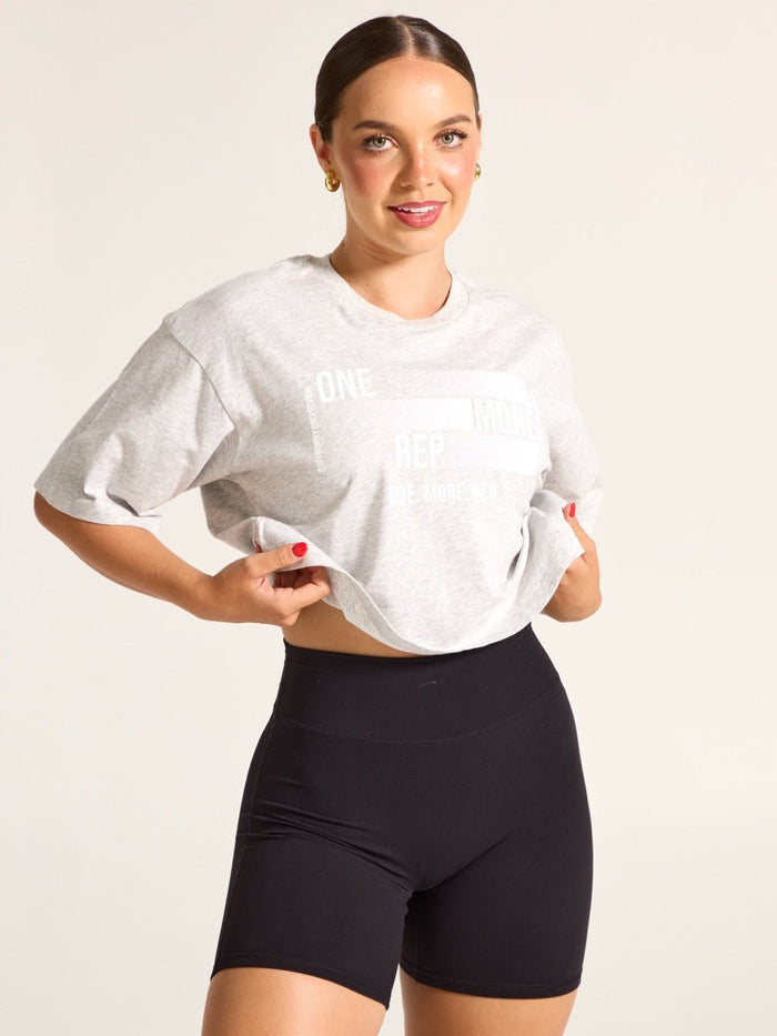 Rep Crop Tee - Heather Grey