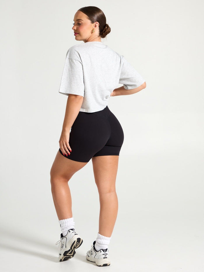 Rep Crop Tee - Heather Grey