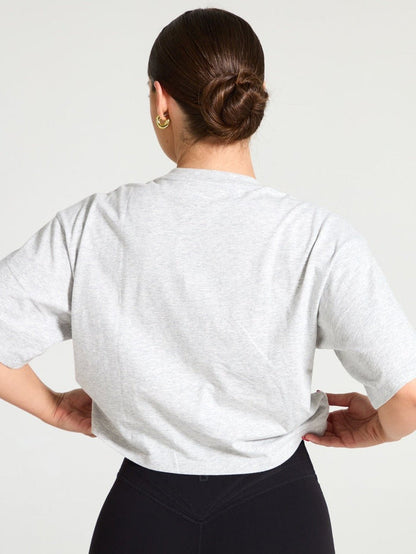 Rep Crop Tee - Heather Grey