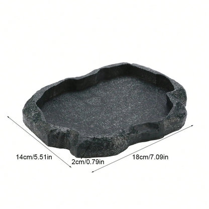 Reptile Feeder ABS Resin Imitation Rock DesignFood And Water Dish Feeder Bowl For Tortoise Lizard