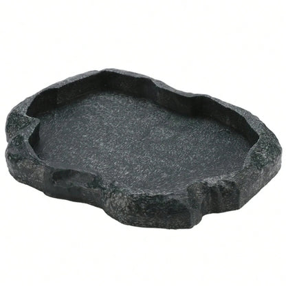 Reptile Feeder ABS Resin Imitation Rock DesignFood And Water Dish Feeder Bowl For Tortoise Lizard