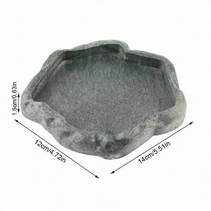 Reptile Feeder ABS Resin Imitation Rock DesignFood And Water Dish Feeder Bowl For Tortoise Lizard