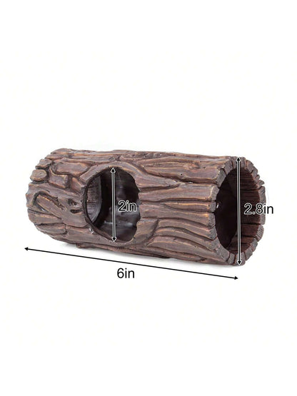 REPTIZOO Reptile Hide Cave Resin Hollow Tree Trunk Hideout Hermit Crab Climbing Toys Reptile Shelter Sleeping Cave For Arboreal Reptiles, Hermit Crabs, Leopard Gecko, Lizard Terrarium Decor