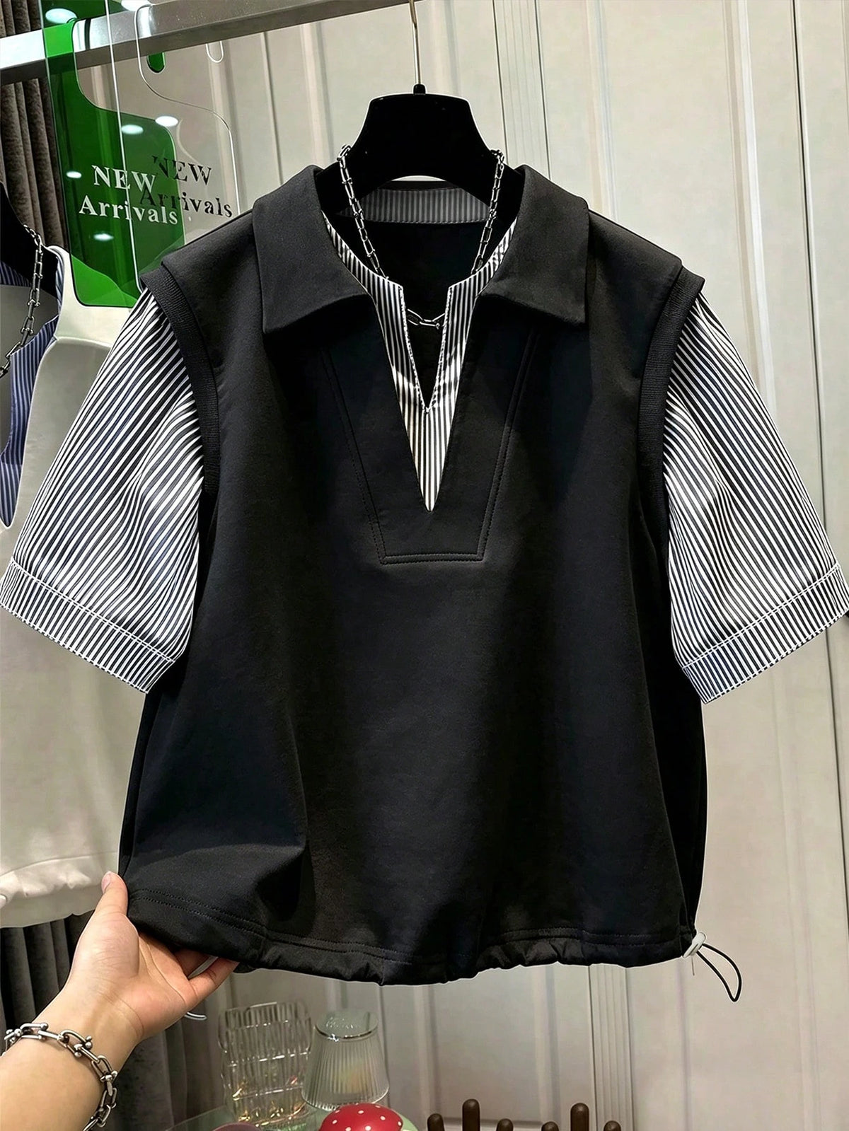 Resyla Fashion Patchwork Striped Casual Women's Commute Daily Home Top