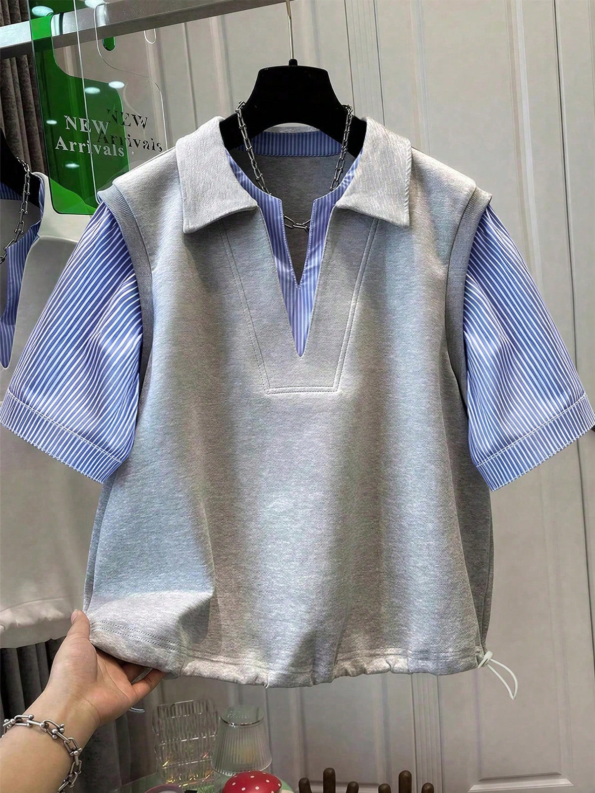 Resyla Fashion Patchwork Striped Casual Women's Commute Daily Home Top
