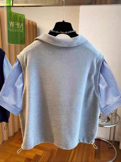 Resyla Fashion Patchwork Striped Casual Women's Commute Daily Home Top
