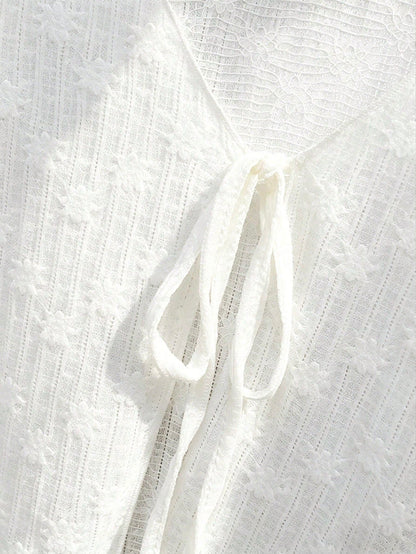 Resyla French Style Slip Dress Layered With A Ruffled Long-Sleeved T-Shirt Cover Up For Women's Summer Sun Protection Top