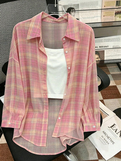 Resyla Women's Casual Commuter Plaid Shirt