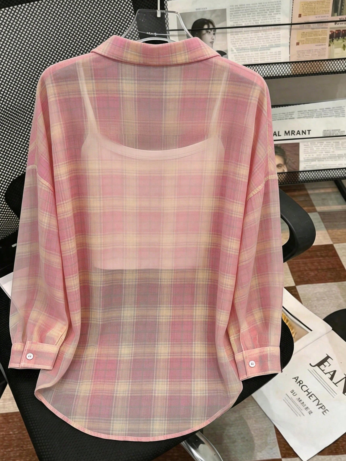 Resyla Women's Casual Commuter Plaid Shirt