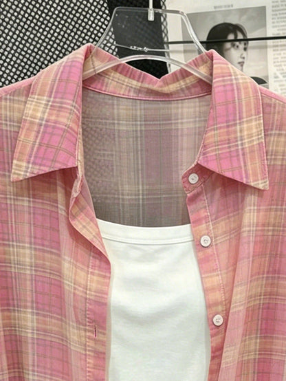 Resyla Women's Casual Commuter Plaid Shirt
