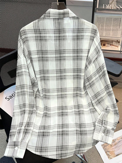 Resyla Women's Casual Commuter Plaid Shirt