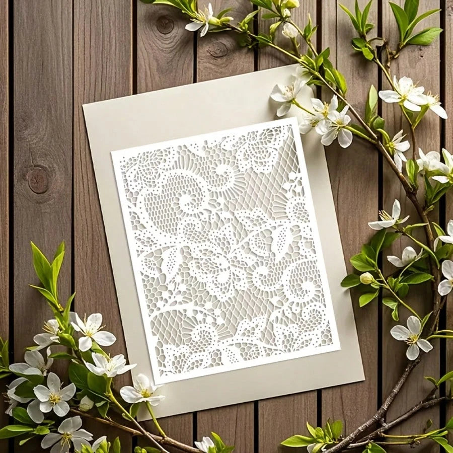Reusable Floral Stencils For DIY Wall Art, Scrapbooking And Pressed Flowers- Durable PET Plastic, Easy To Use 10 In X 8 In Stencils