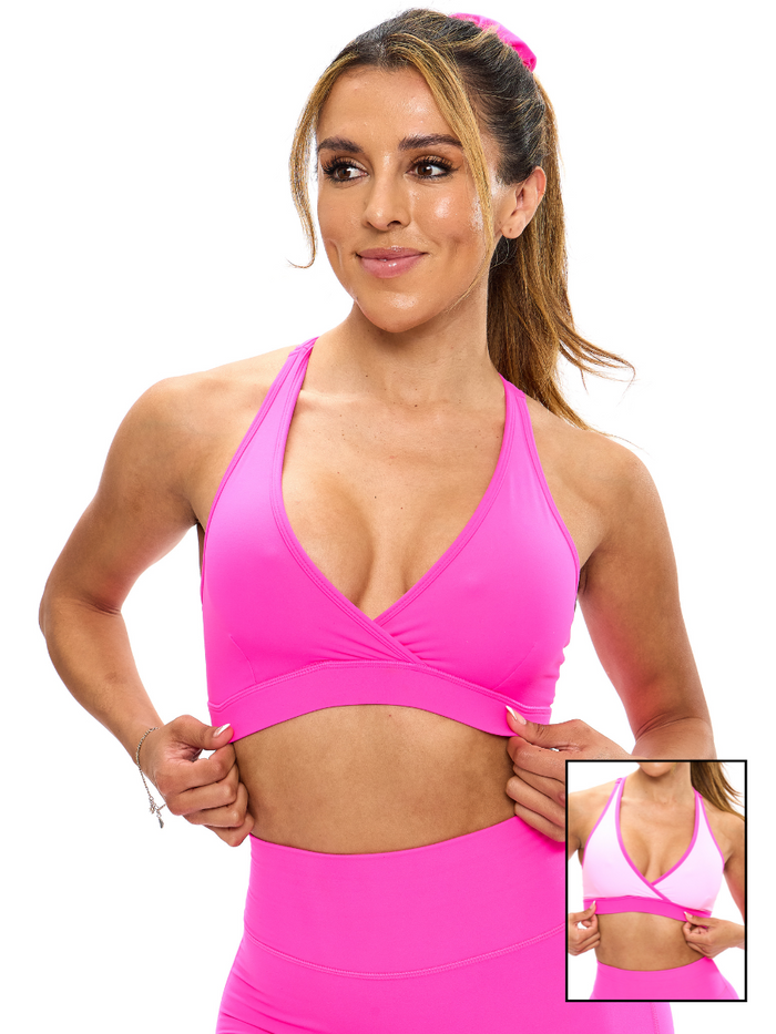 Reversible RacerBack Sports Bra - Hard Candy and Pink Starburst