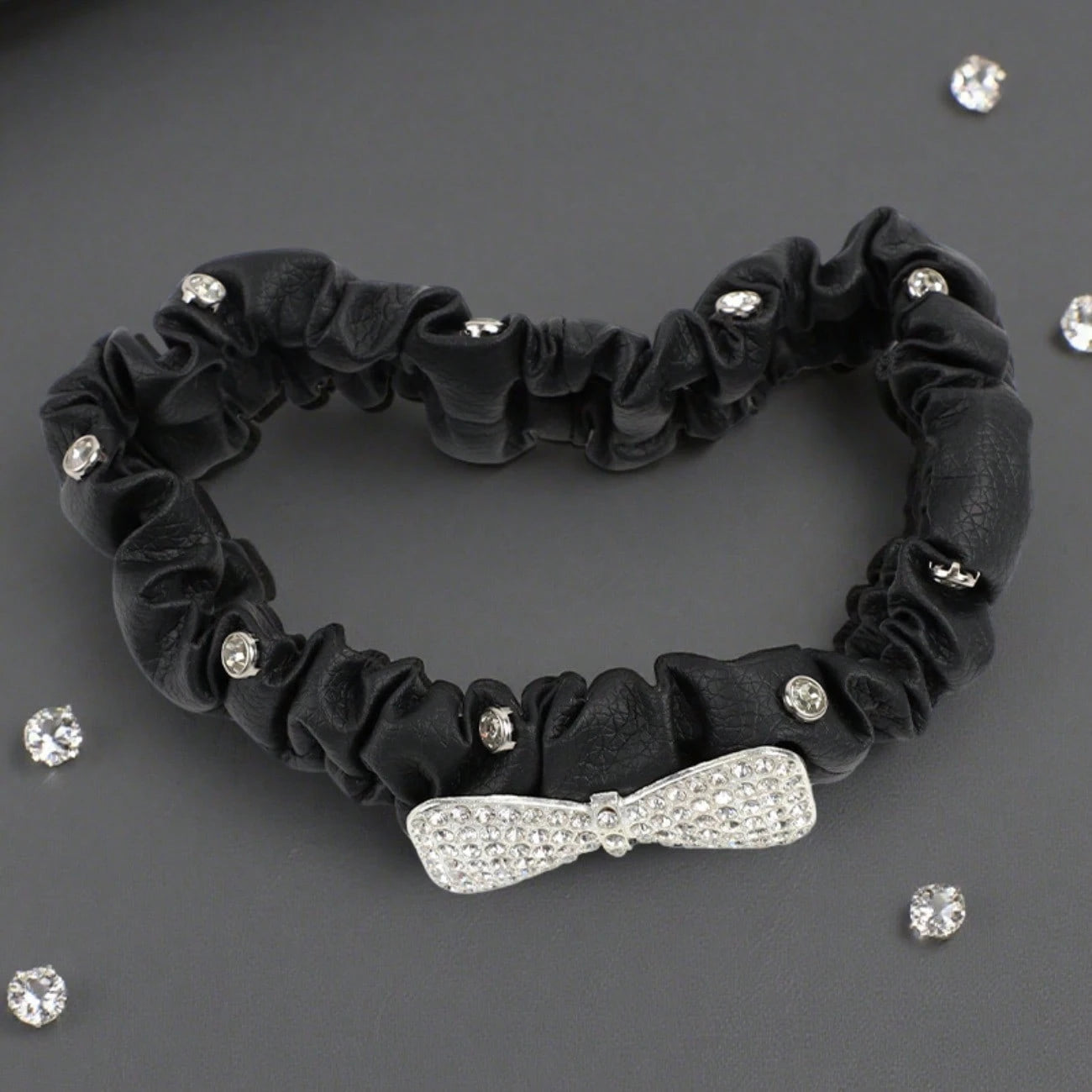 Rhinestone Bow Car Rearview Mirror Cover, Lace Trim Decor Interior Mirror Protector