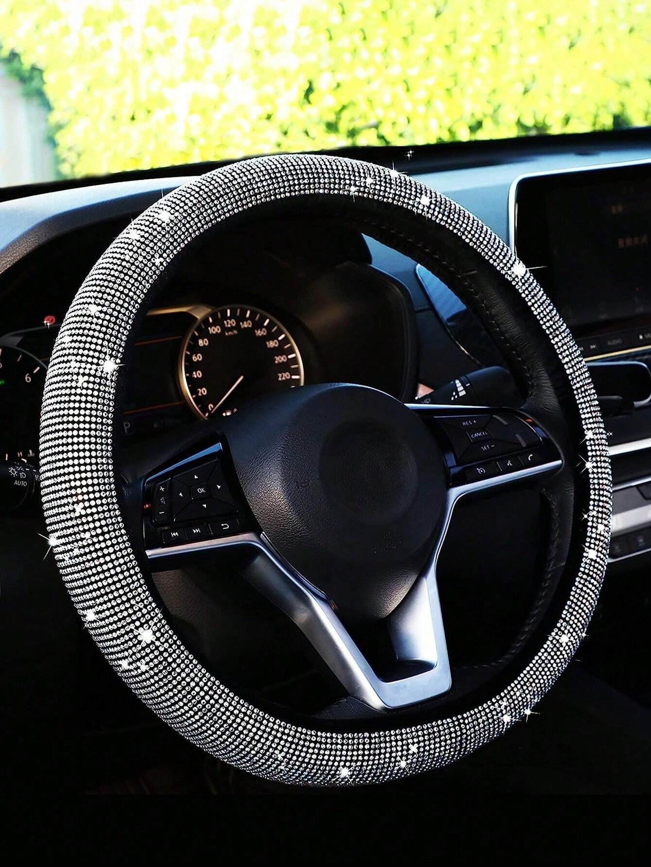 Rhinestone Decor Car Steering Wheel Cover,Car Women Accessories,Steering Wheel Cover For Women,Car Accessories