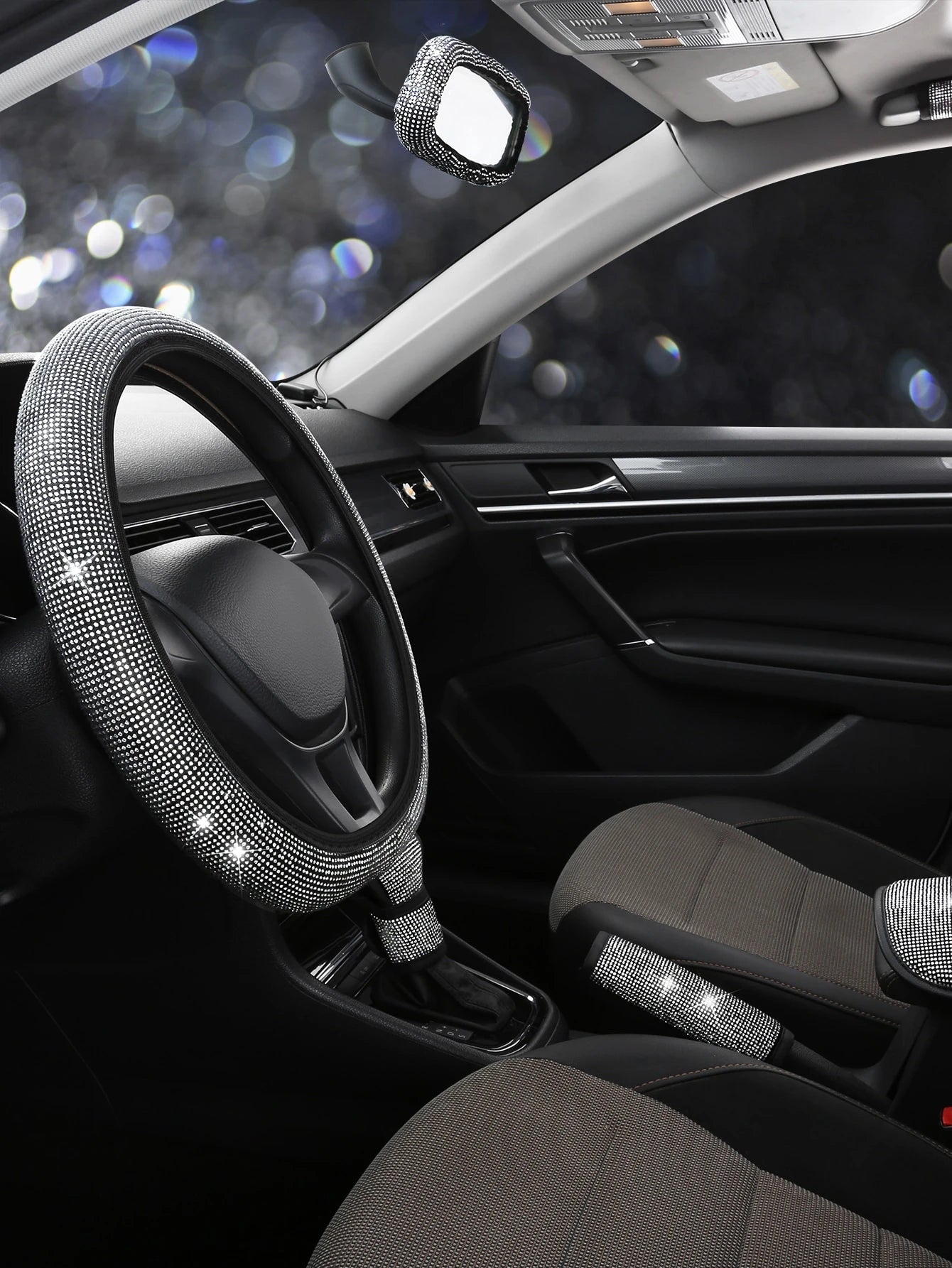 Rhinestone Decor Car Steering Wheel Cover,Car Women Accessories,Steering Wheel Cover For Women,Car Accessories