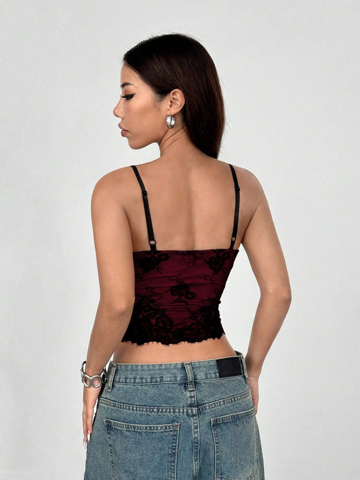Rina Fox French Style Sexy Lace Contrast Color Backless Camisole Tank Top For Women Graphic Tees Women Tops