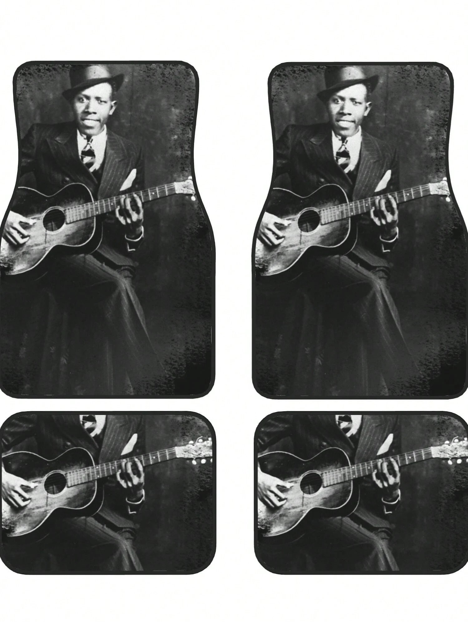 Robert Johnson 4-Piece Custom Printed All-Weather Floor Mats- Universal Fit For Suv, Truck, Van| Easy Clean