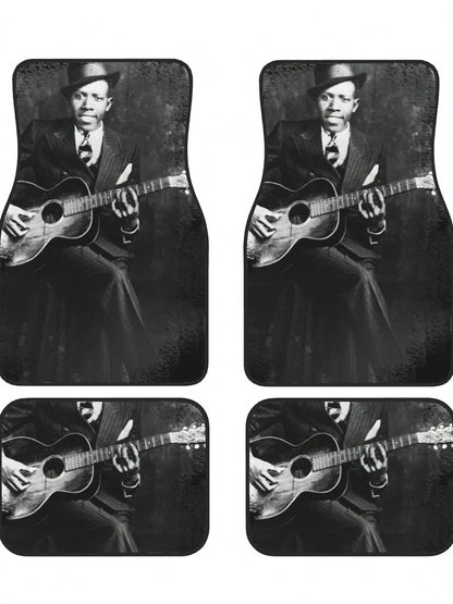 Robert Johnson 4-Piece Custom Printed All-Weather Floor Mats- Universal Fit For Suv, Truck, Van| Easy Clean